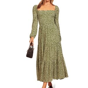 Reformation Kellie long sleeve dress, size 12, color Moriet